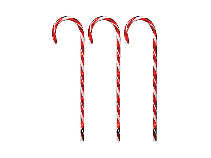 Holiday Wonderland® 21258-88 Christmas Pathway Candy Cane, Red/Clear, 27", 3-PC