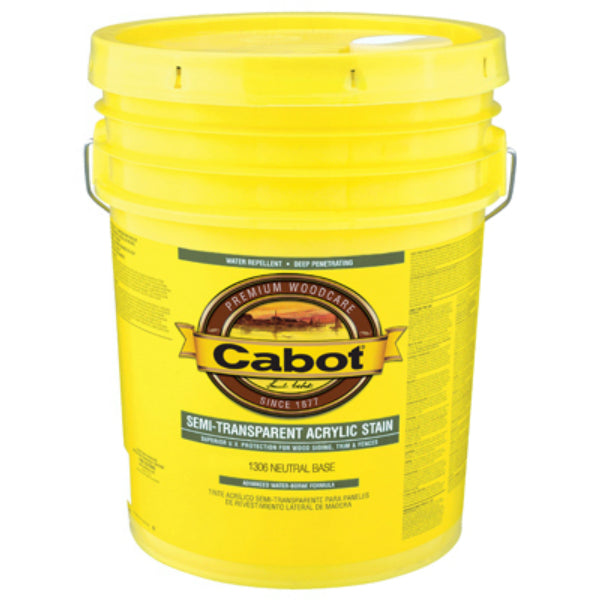 Cabot® 1306-08 Semi Transparent Water Based Acrylic Stain, Neutral Base,5 Gallon