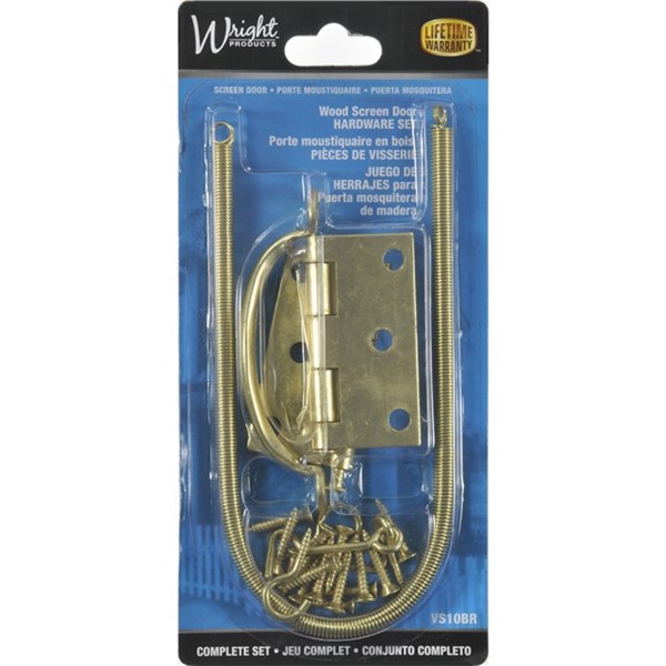 Wright Products™ VS10BR Wood Screen Door Hardware Set, Brass Plate