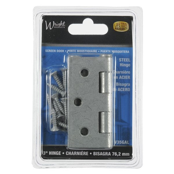 Wright Products™ V35GAL Steel Square Door Hinges, Galvanized, 3", 2-Pack