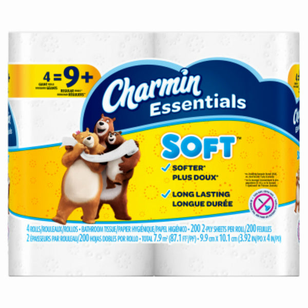 Charmin 96798 Essentials Soft Toilet Paper, 200 Sheet, 4 Giant Rolls