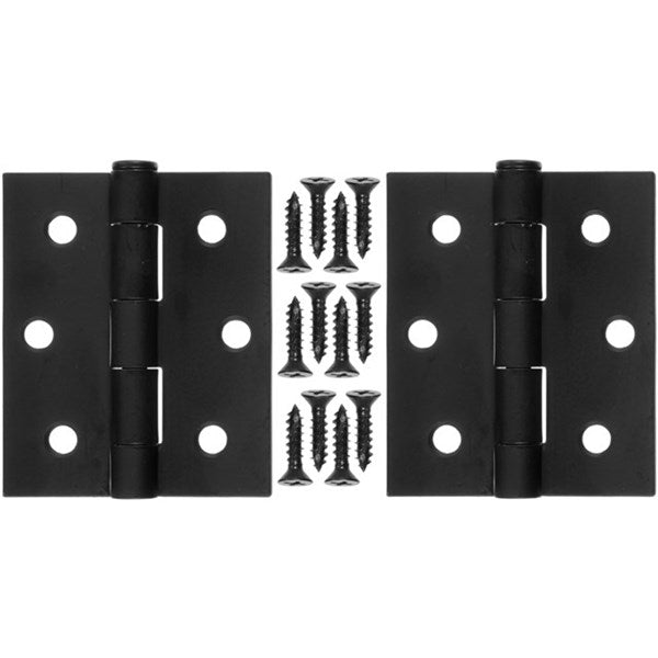 Wright Products™ V35BL Steel Square Door Hinges, Black, 3", 2-Pack