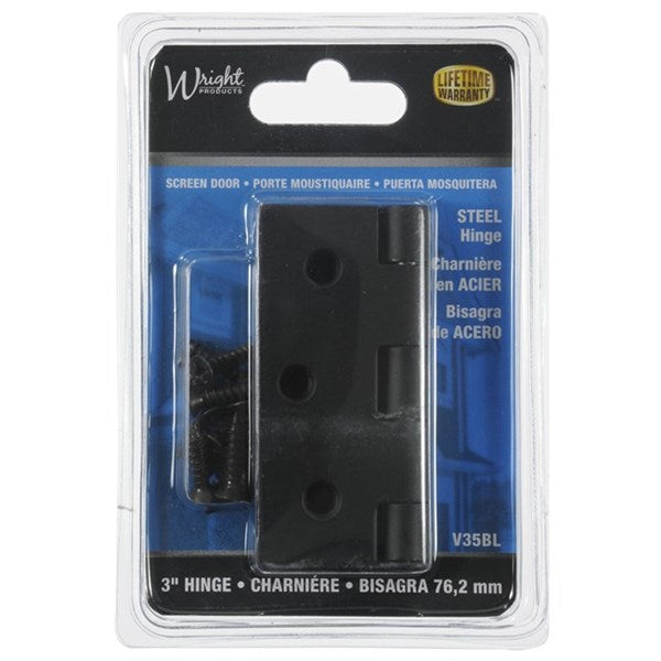 Wright Products™ V35BL Steel Square Door Hinges, Black, 3", 2-Pack