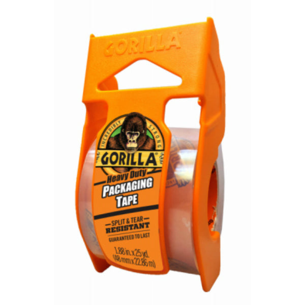 Gorilla® 6034002 Heavy Duty Packaging Tape with Dispenser, Clear, 1.88" x 25 Yd