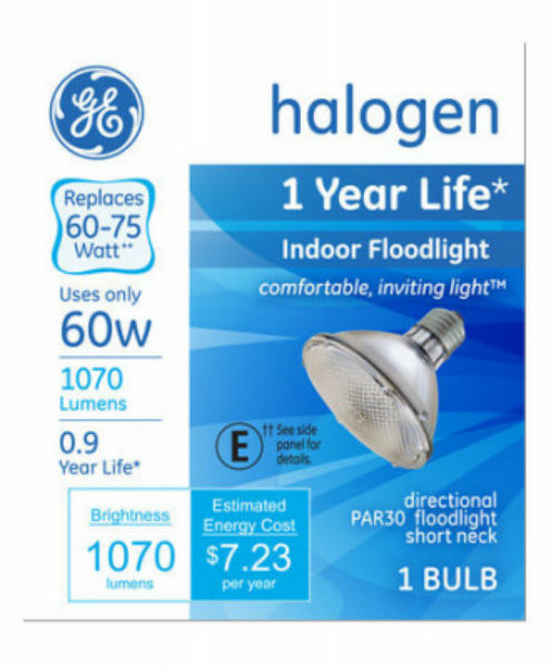 GE Lighting 22883 Indoor PAR30 Halogen Floodlight Bulb, 60W, 1070 Lumens
