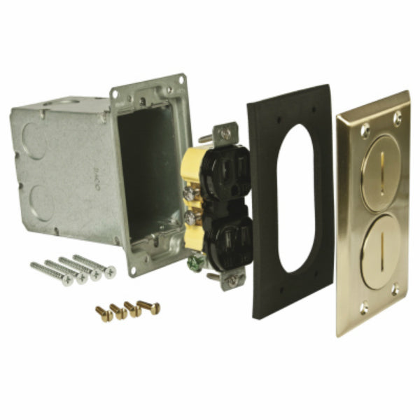 Taymac® 6500BR-5 Rectangular Floor Box Kit, Brass Finish