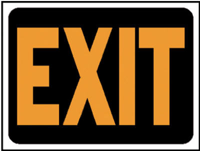Hy-Ko 3003 Plastic Exit Sign, 9" x 12", Hy-Glo Orange & Black