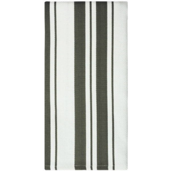 Mukitchen® 6617-1518 Pewter Cotton Stripe Towel, 20" x 30"