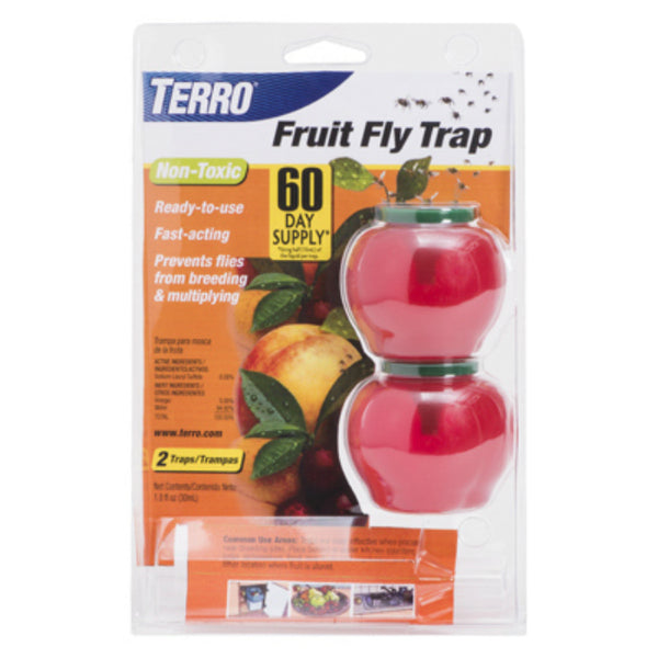 Terro® T2502 Attractive Apple Shaped Fruit Fly Trap, RTU, 2 Pack