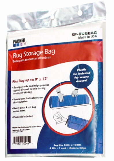 Packer One™ SP-RUGBAG Poly Rug Storage Bag, Clear, 4 Mil, 26" x 130"