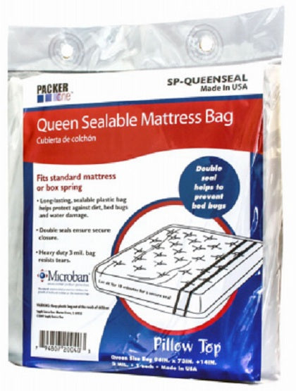 Packer One™ SP-QUEENSEAL Queen Sealable Microban Mattress Bag, 96" x 73" x 14"