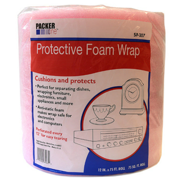 Packer One™ SP-307 Protective Foam Wrap, Pink, 1/8" Thick, 12" x 75'