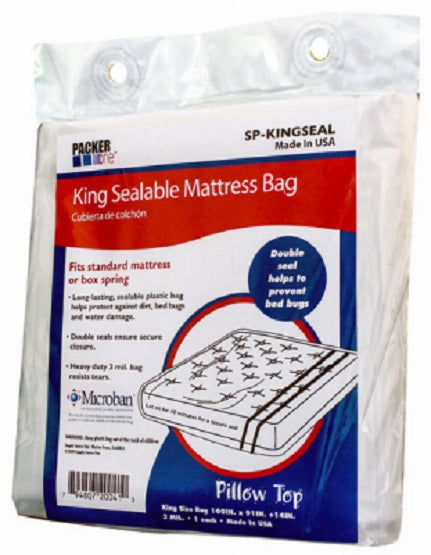 Packer One™ SP-KINGSEAL King Sealable Microban Mattress Bag, 100" x 91" x 14"