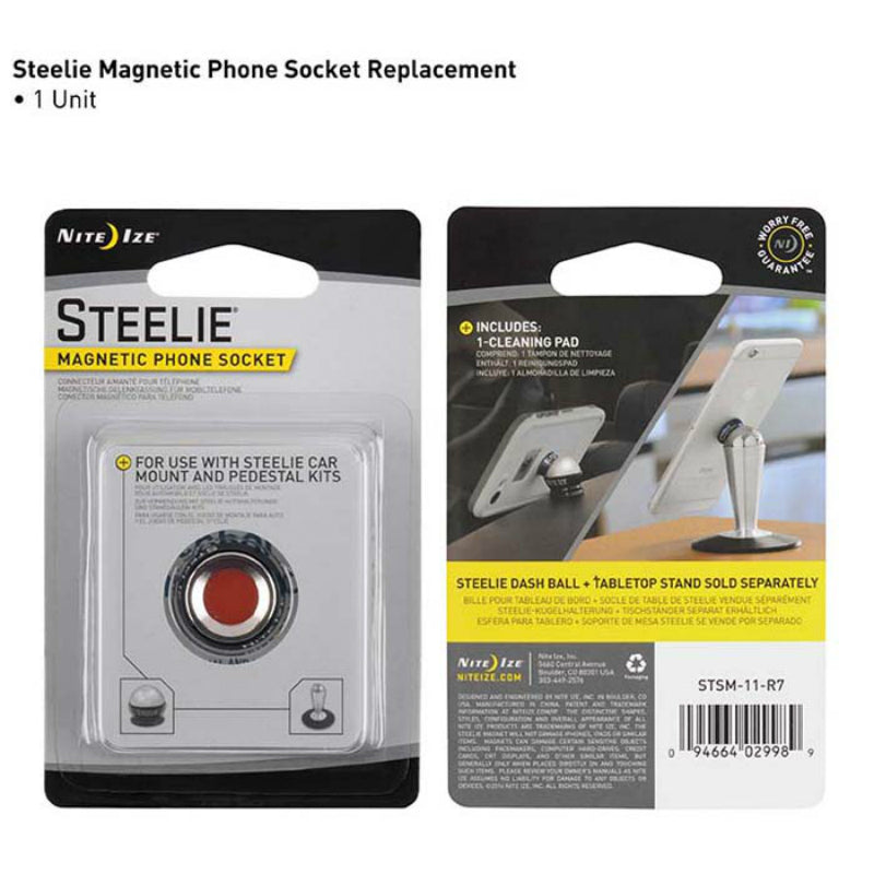 Nite Ize STSM-11-R7 Steelie Magnetic Phone Socket Kit with Cleaning Pad