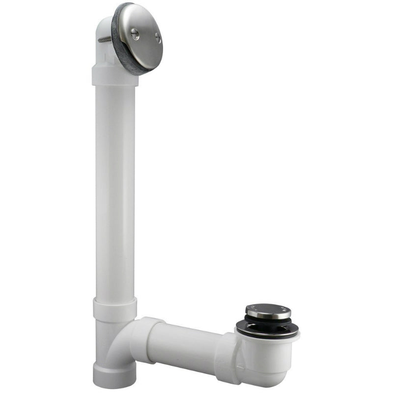 Keeney® K630PVCDSBN Foot Lock Bath Drain w/ PVC Pipe, Brushed Nickel, 1-1/2"