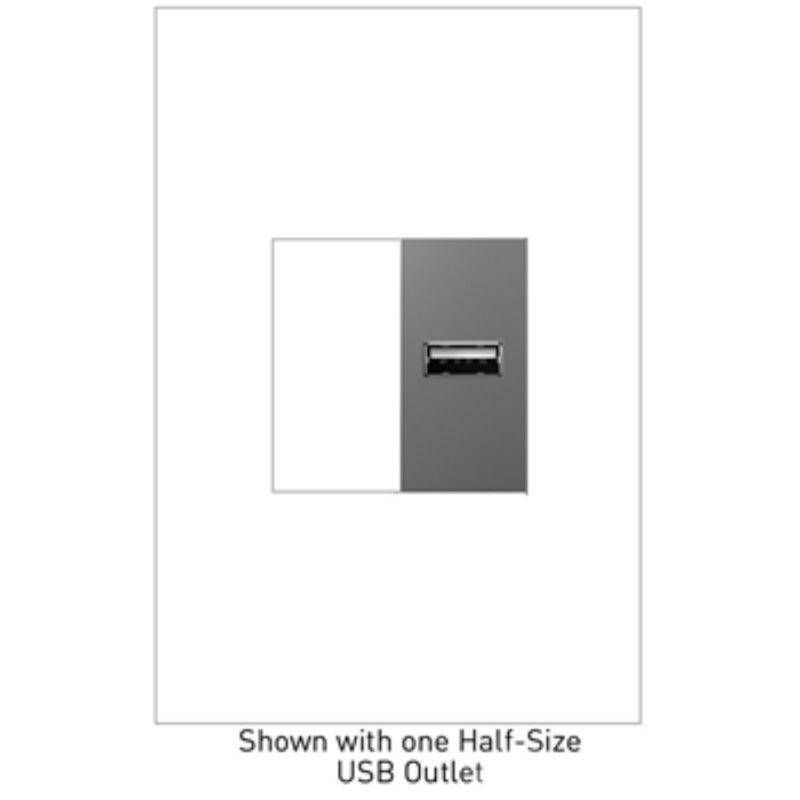 Legrand® ARUSBM4 Adorne® Half-Size USB Outlet, Magnesium, 2.1 Amp