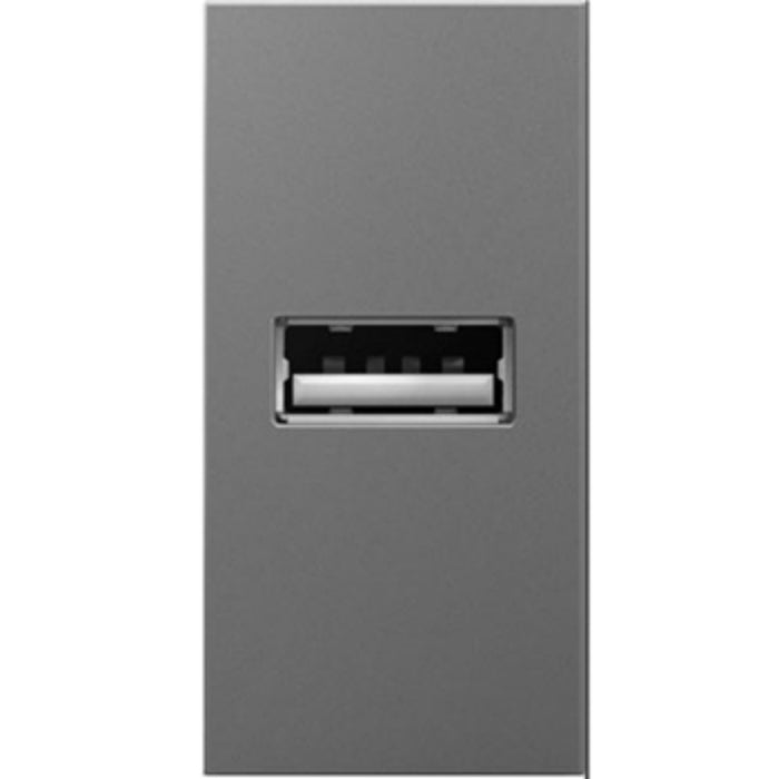 Legrand® ARUSBM4 Adorne® Half-Size USB Outlet, Magnesium, 2.1 Amp