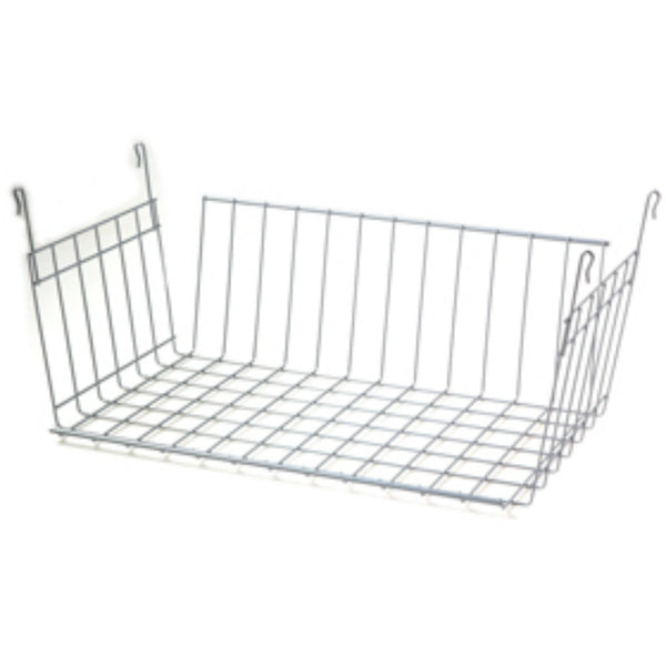 ClosetMaid 26222 Epoxy Coated Steel Hanging Basket for Wire Shelf, White, 17"