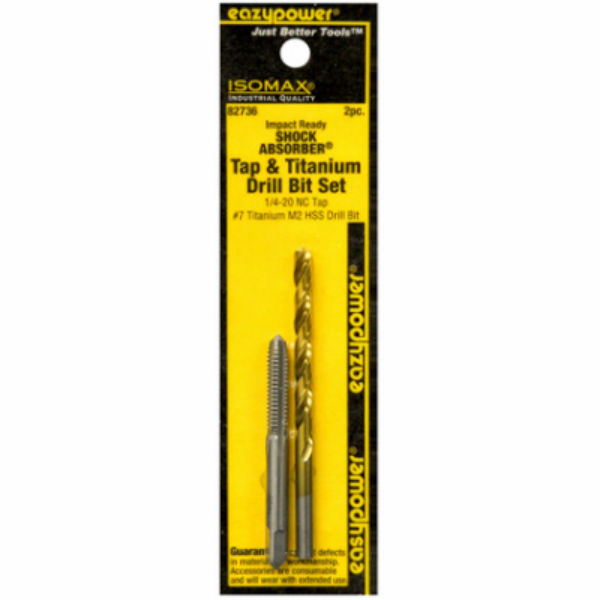 Eazypower® 82736 Shock Absorber® Tap & Titanium Drill Bit Set, 1/4-20NC, #7