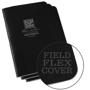 Rite In The Rain® 771FX All-Weather Black Universal Stapled Notebook, 4-5/8" x 7", 3 Pk