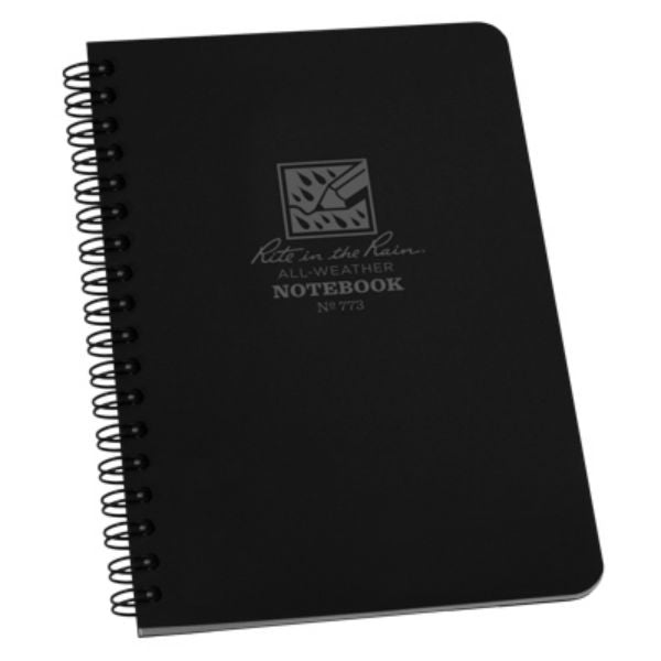 Rite in the Rain® 773 All-Weather Black Side-Spiral Notebook, 4-5/8" x 7"