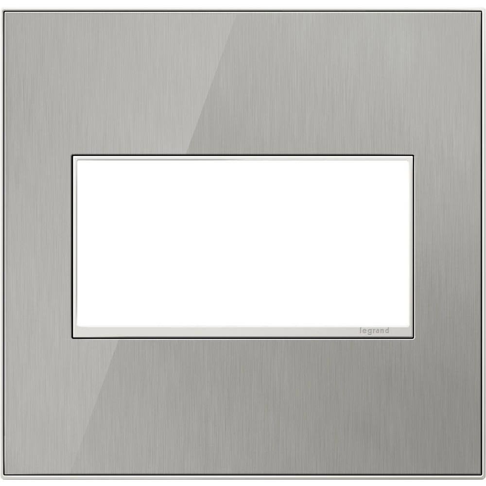 Legrand AWM2GMS4 Adorne 2-Gang Mirror Wall Plate, Brushed Stainless