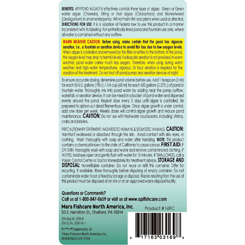 API® 169C Algaefix® Pond Algae Growth Control, 1 Gallon