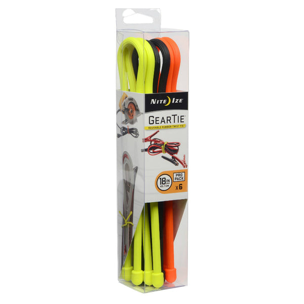 Nite Ize® GTPP18-A1-R8 Gear Tie ProPack Reusable Rubber Twist Tie, 18", 6 Pack