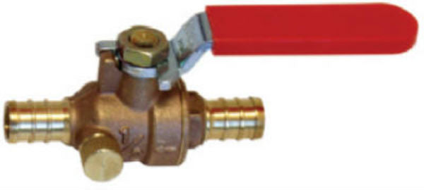 SharkBite® 24612LFA Lead Free Ball Valve with Drain/Vent, Brass, 1/2" x 1/2"
