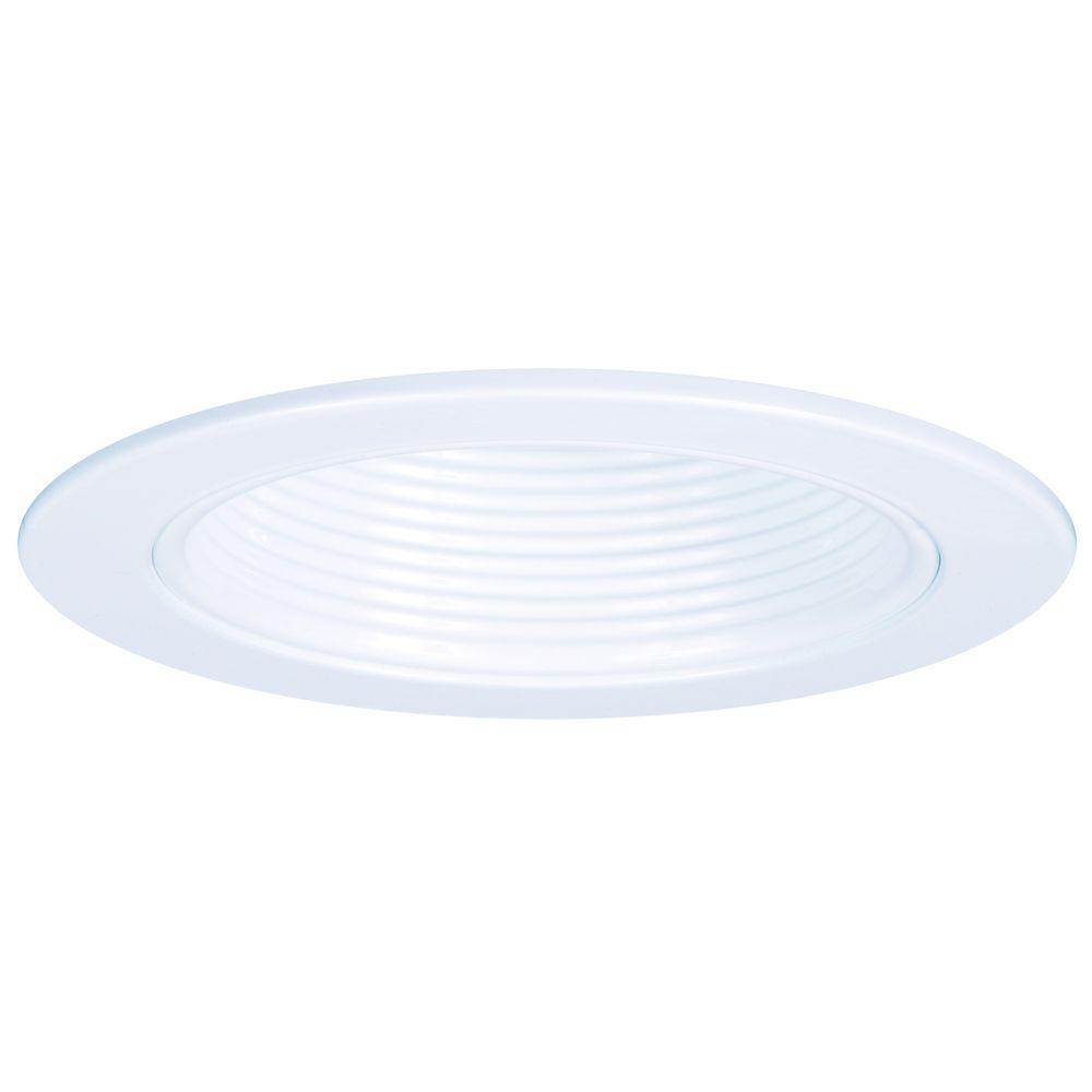 Halo® RE-4001WB Trim Series Plastic Step Baffle w/ Trim Ring, White, 4"