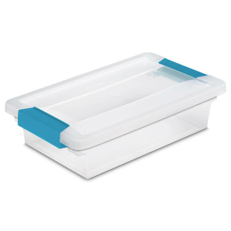 Sterilite 19698606 Clear Clip Box with Blue Tight-Clasping Latches, Small