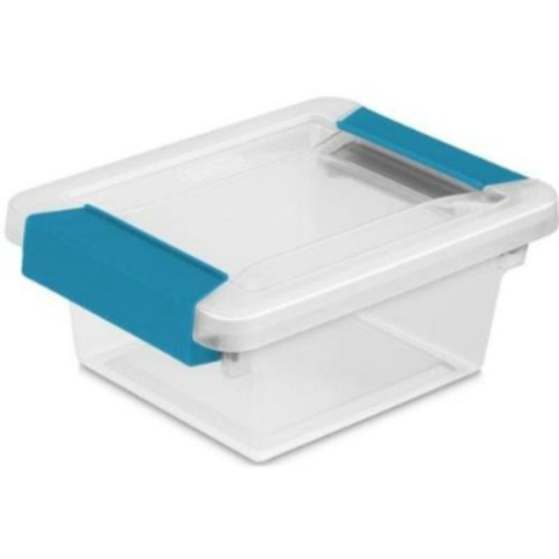 Sterilite 19698606 Clear Base Mini Clip Box with Blue Tight-Clasping Latches