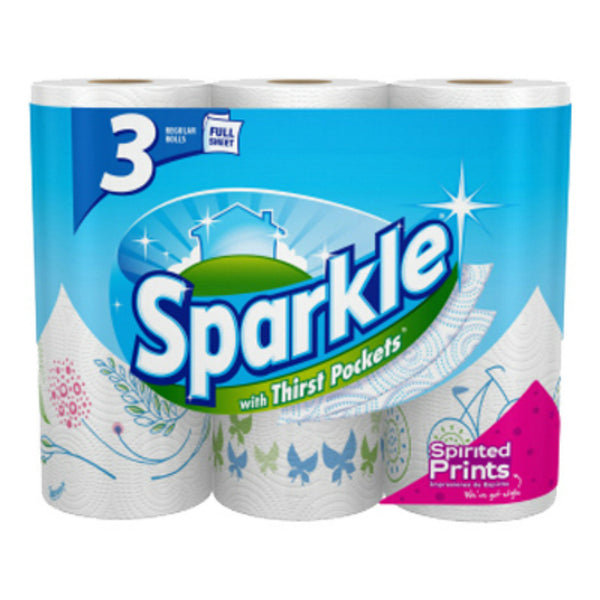 Sparkle® 21734 Regular Paper Towels with Prints, 2-Ply Sheets, 3 Pack