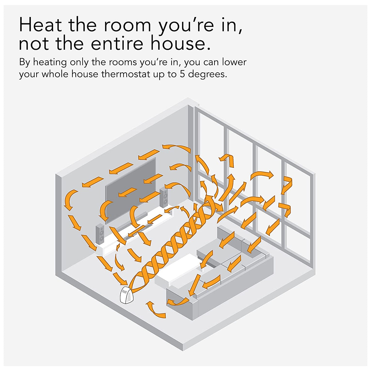 Vornado EH1-0020-25 Vortex VH2 Whole Room Heater with 2-Heat Settings, 750 / 1500W