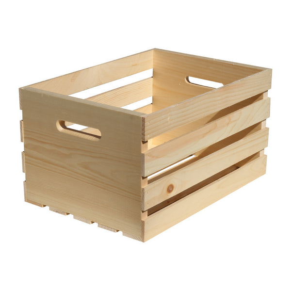 Crates & Pallet 67140 Unfinished Pine Wood Crate, Large, 18" x 12.5" x 9.5"