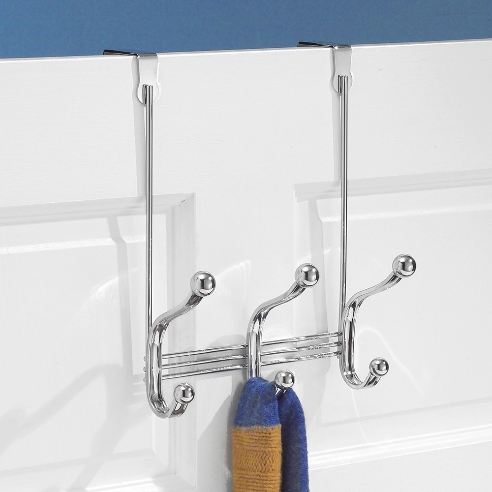 InterDesign® 53070 York Lyra Over-The-Door Rack with 3 Hooks, Chrome