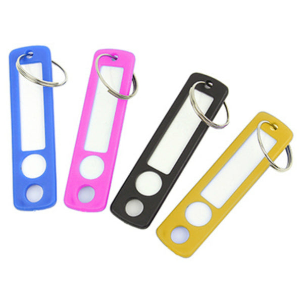Hy-Ko KB382-BKT Clear Plastic Insert Tag Key Rings, Assorted Colors, 4 Pack