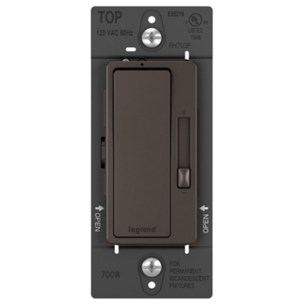 Legrand® RH703PDBCCV4 Radiant® Single Pole/3-Way Dimmer, Dark Bronze, 700W