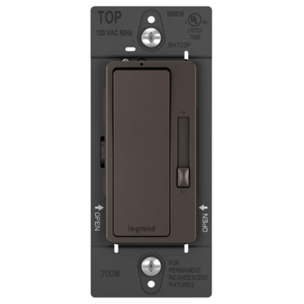 Legrand® RH703PDBCCV4 Radiant® Single Pole/3-Way Dimmer, Dark Bronze, 700W