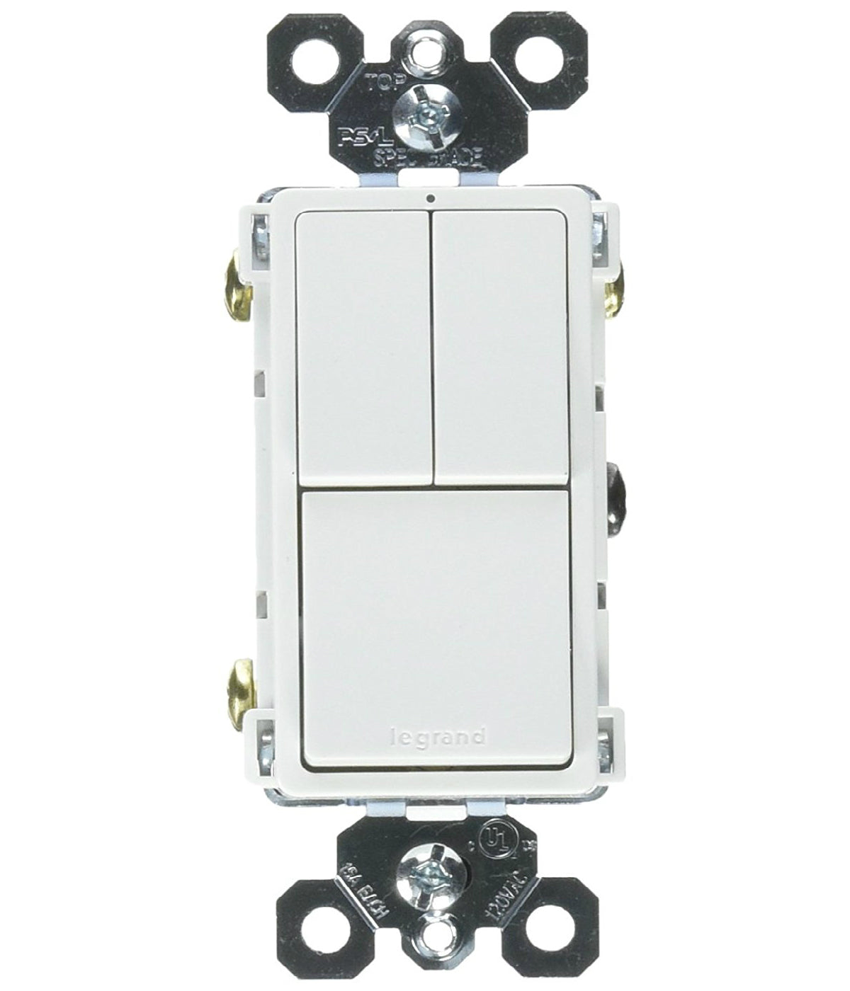 Legrand® RCD113WCC6 Grounding 2-Single Pole & 1-Single/3-Way Switch, White, 15A