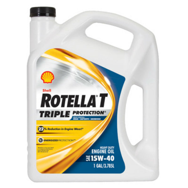 Shell Rotella 550045126 Triple Protection Heavy Duty Motor Oil, 15W40, 1 Gallon