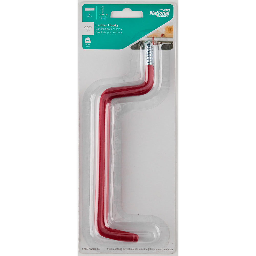 National Hardware® N188-003 Red Vinyl Coated Ladder Screw Hook, 6"