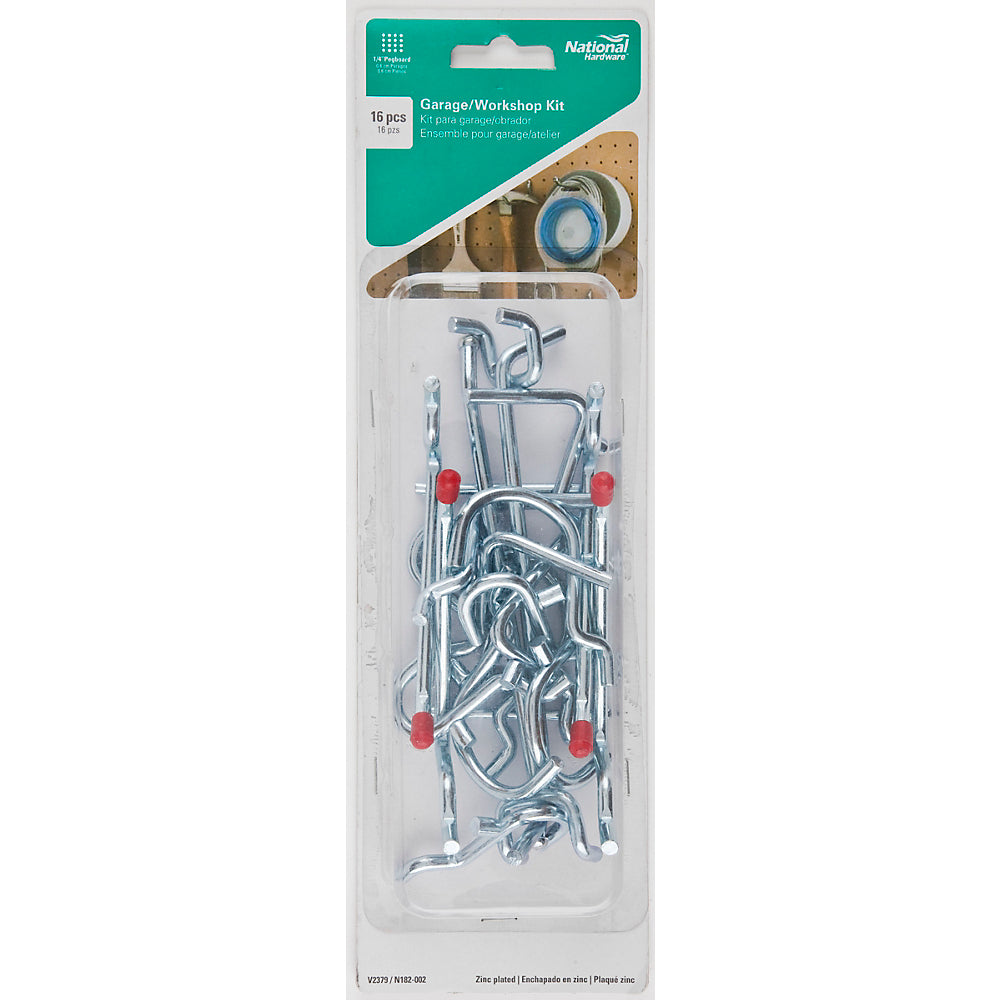 National Hardware® N182-002 Steel Garage/Workshop Kit, V2379, 16-Pack