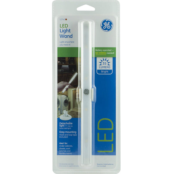 GE 12747 Battery-Operated Detachable LED Light Wand, White, 35-Lumens