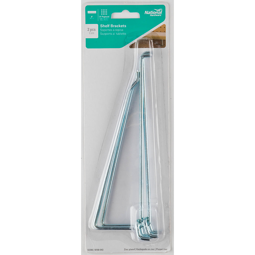 National Hardware® N180-043 Zinc Plated Shelf Brackets Angle Hook, 8", 2 Pack