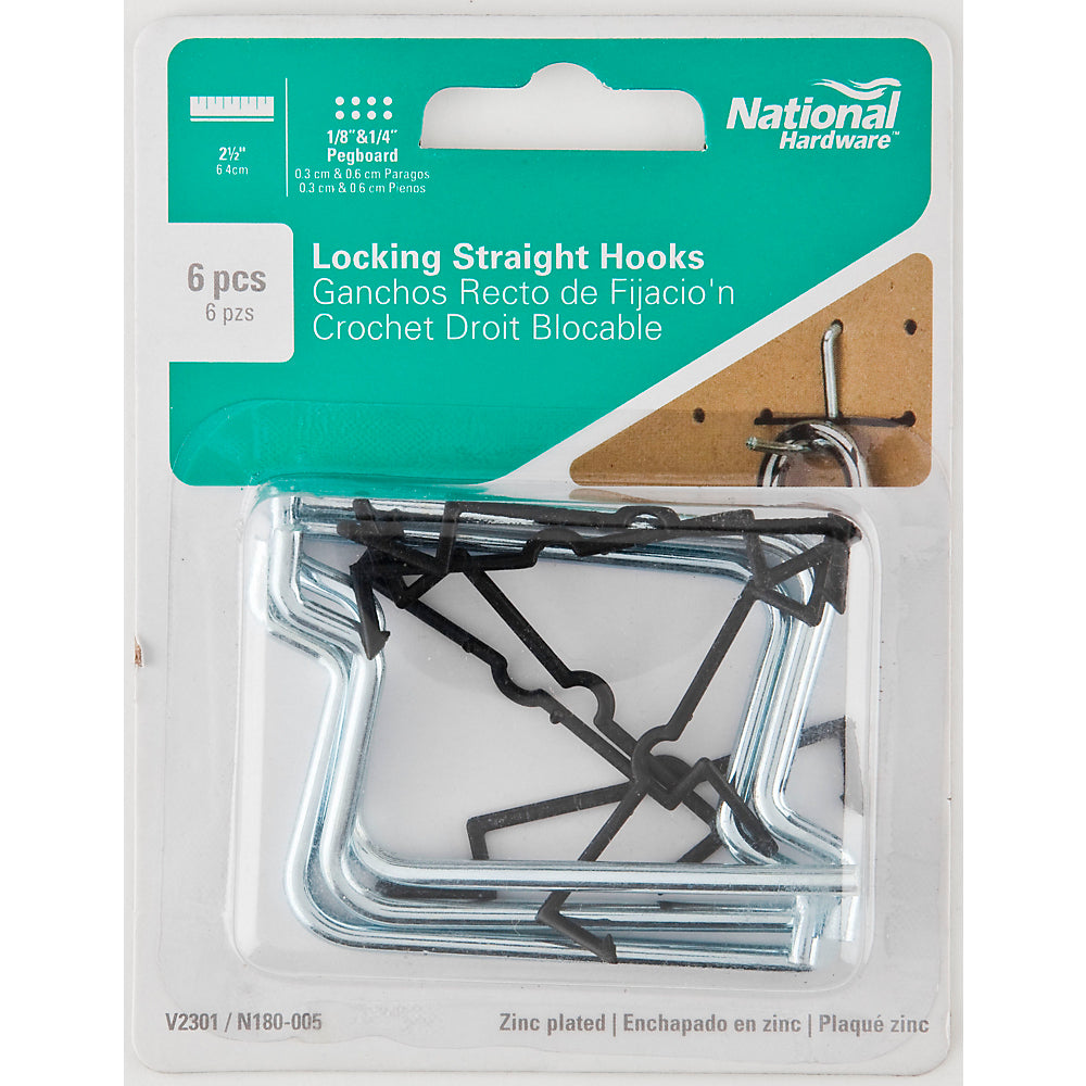National Hardware® N180-005 Galvanized Steel Angle Hook, V2301, 2-1/2", 6 Pack