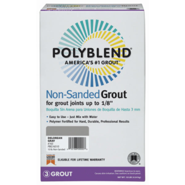 Polyblend® PBG16510 Non-Sanded Grout, #165 Delorean Gray, 10 Lbs