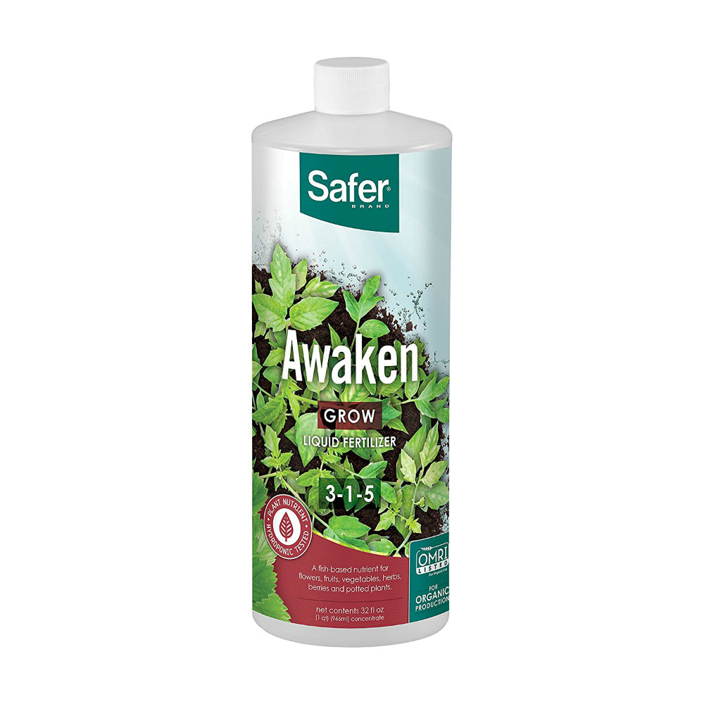 Safer® N202 Awaken Hydroponic Liquid Plant Fertilizer Concentrate, 3-1-5, 32 Oz