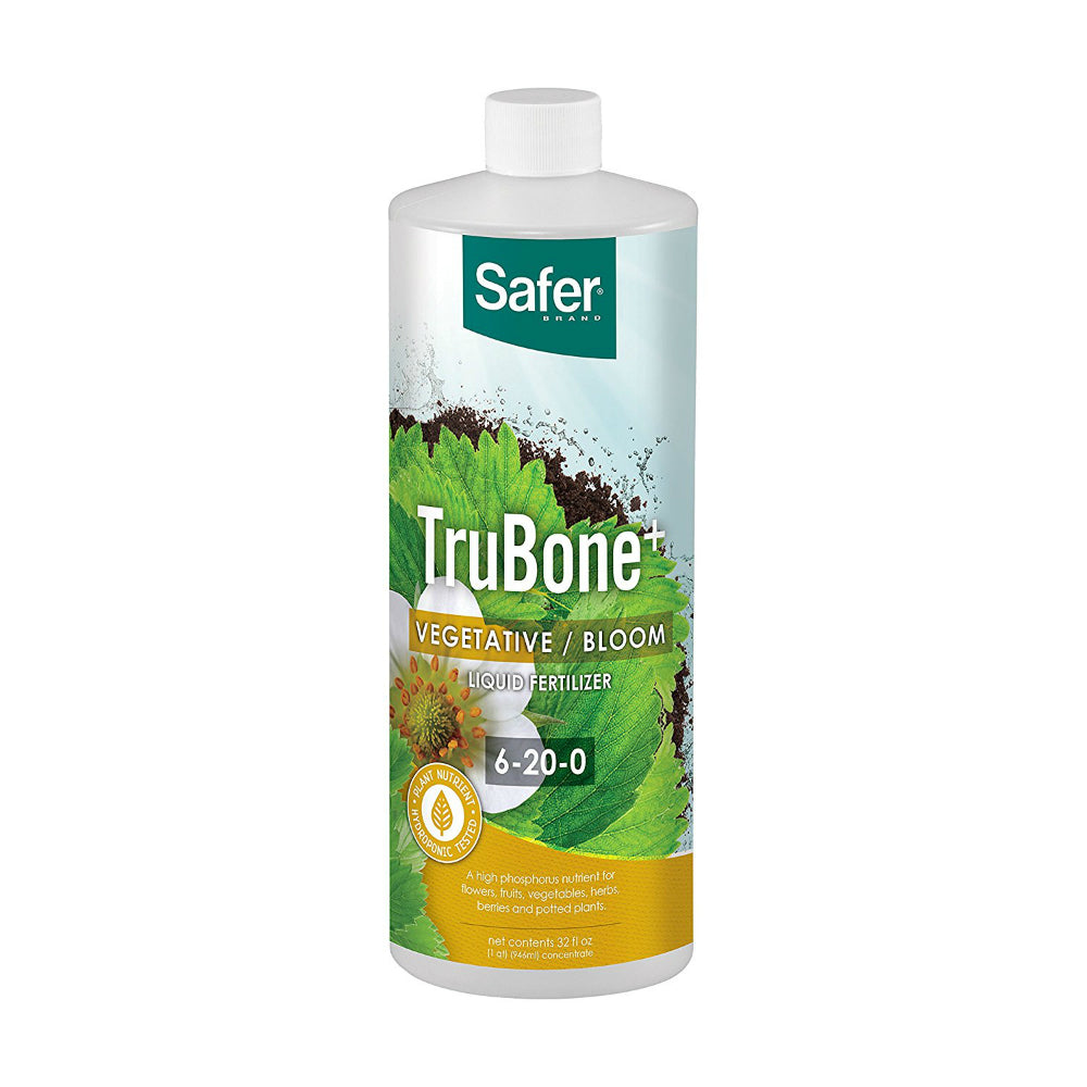 Safer N232 TruBone+Hydroponic Nutrient Fertilizer, 6-20-0, 32 Oz