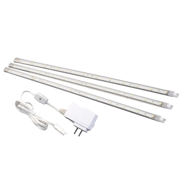 AmerTac™ USL30HBCC LED Ultra Thin Plug-In Strip Light Starter Kit, 12", 3-Pack
